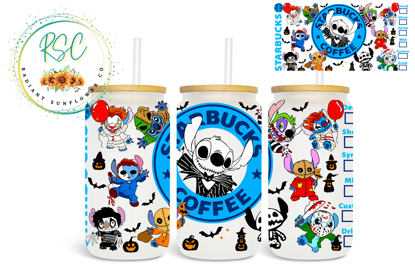 Stitch Halloween Starbucks Beer Can Glass