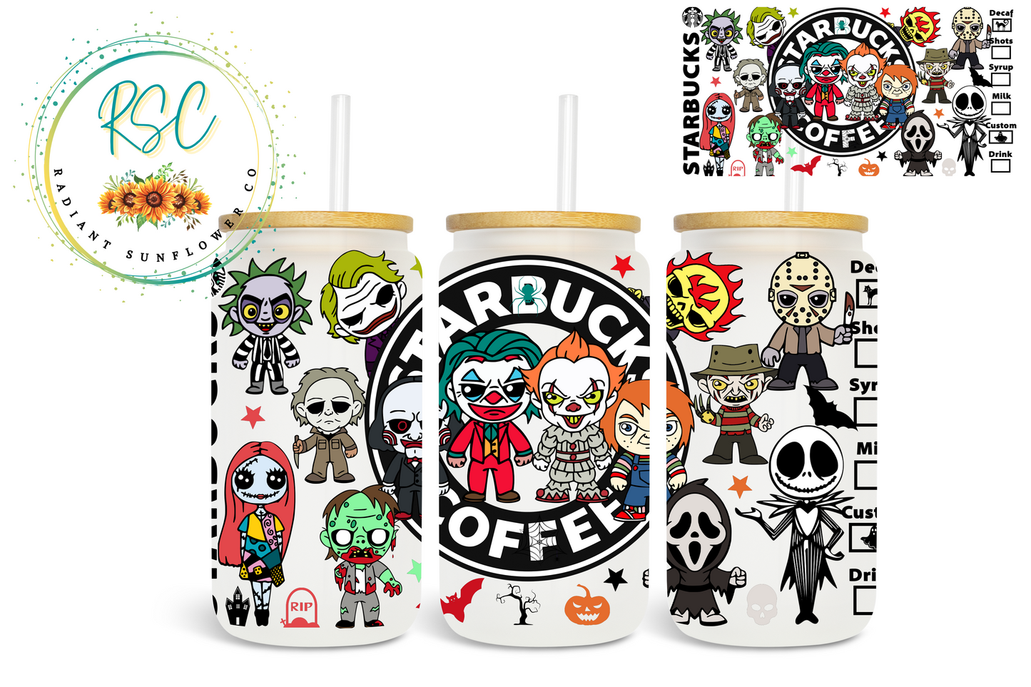 Horror Starbucks Beer Can Glass