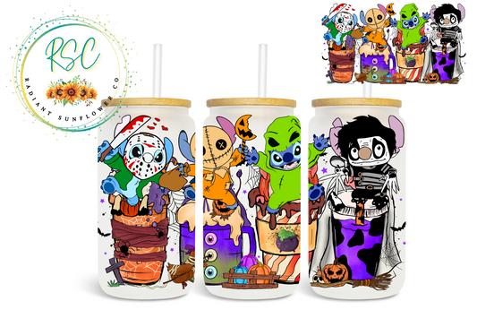 Stitch Horror Halloween Drink Beer Can Glass