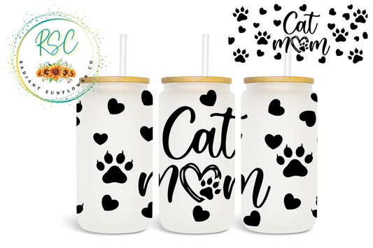 Cat Mom Beer Can Glass