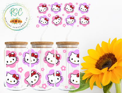 Hello Kitty Flowers Beer Can Glass