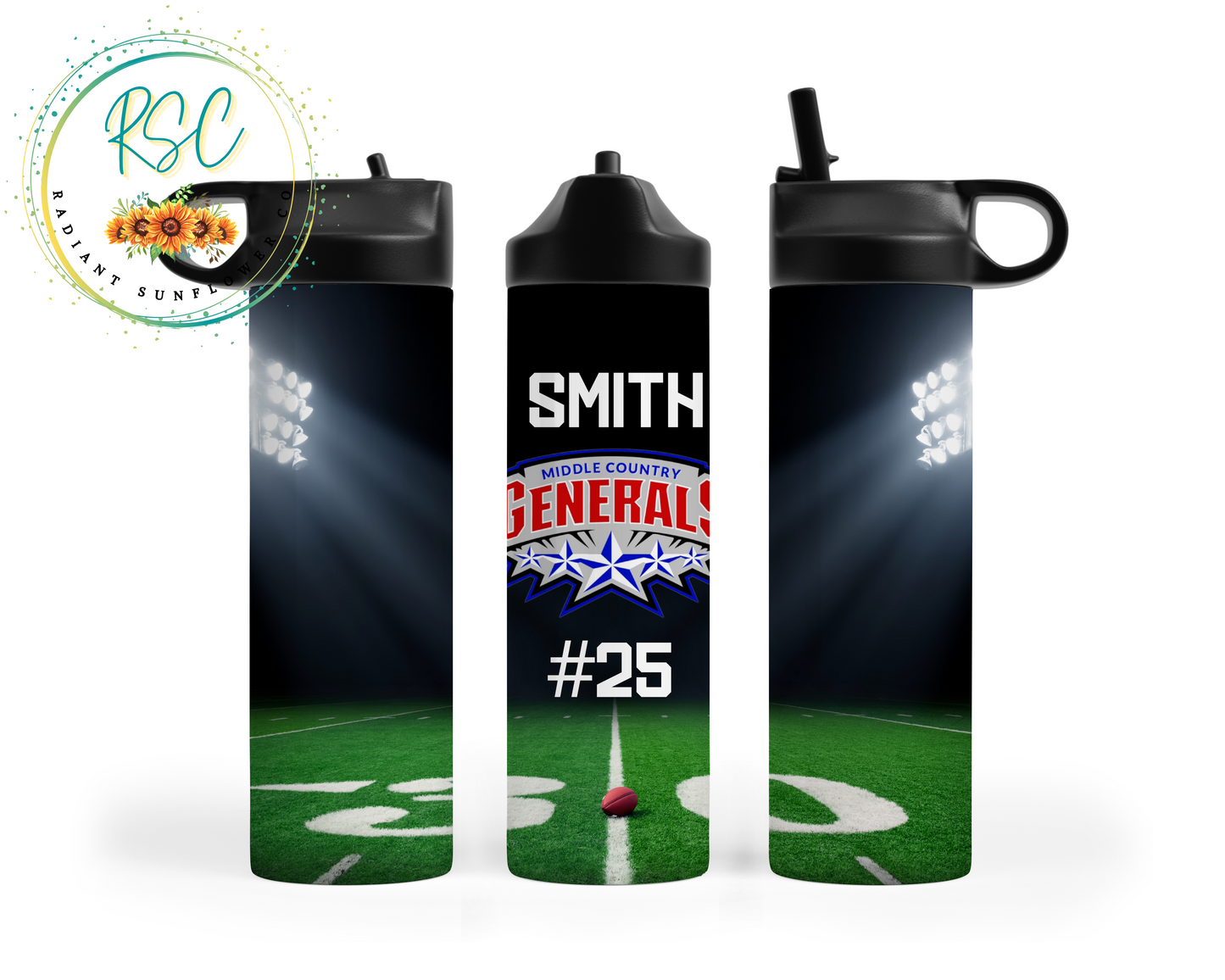 Middle Country Generals Football Field (Personalized) Sports Water Bottle