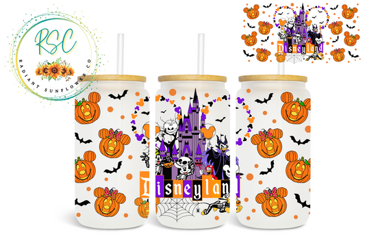 Disneyland Castle Halloween Beer Can Glass