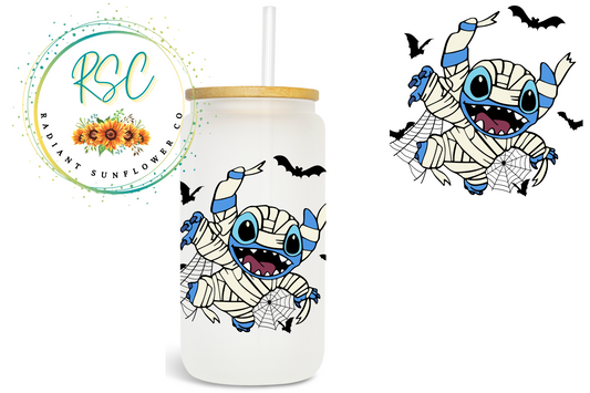 Stitch Mummy Beer Can Glass