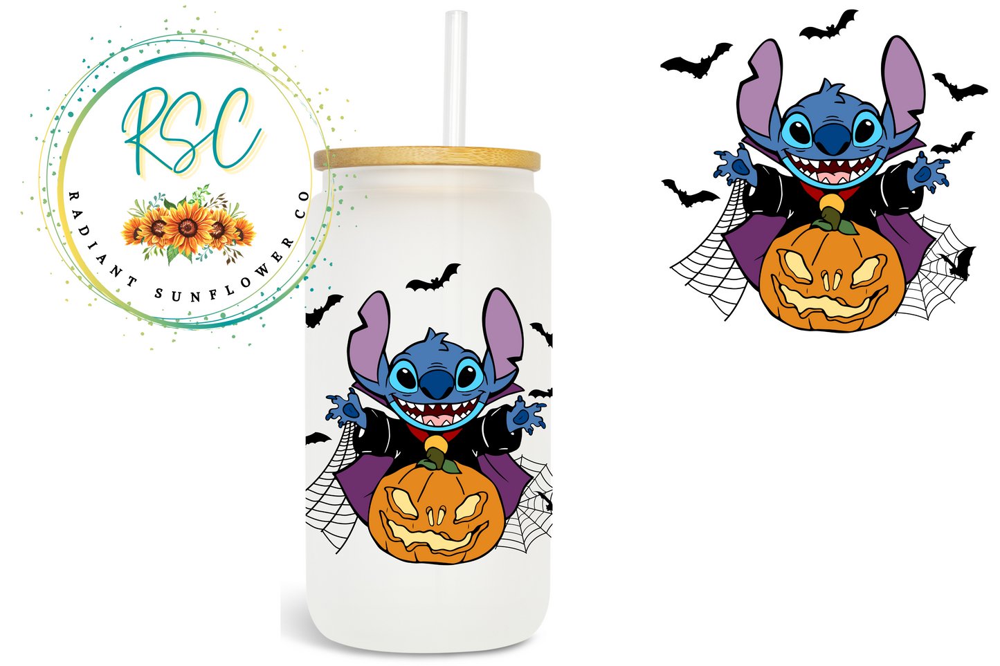 Stitch Witch Beer Can Glass