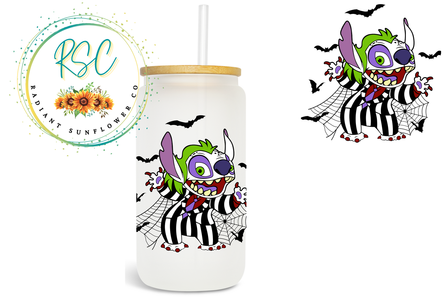 Stitch Beetle Juice Beer Can Glass