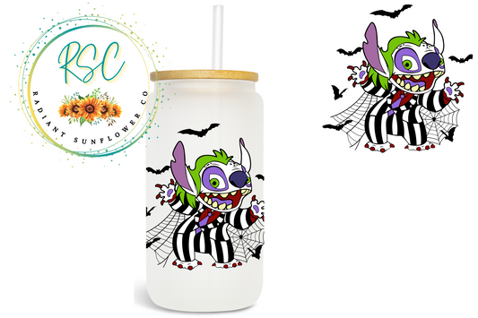 Stitch Beetle Juice Beer Can Glass