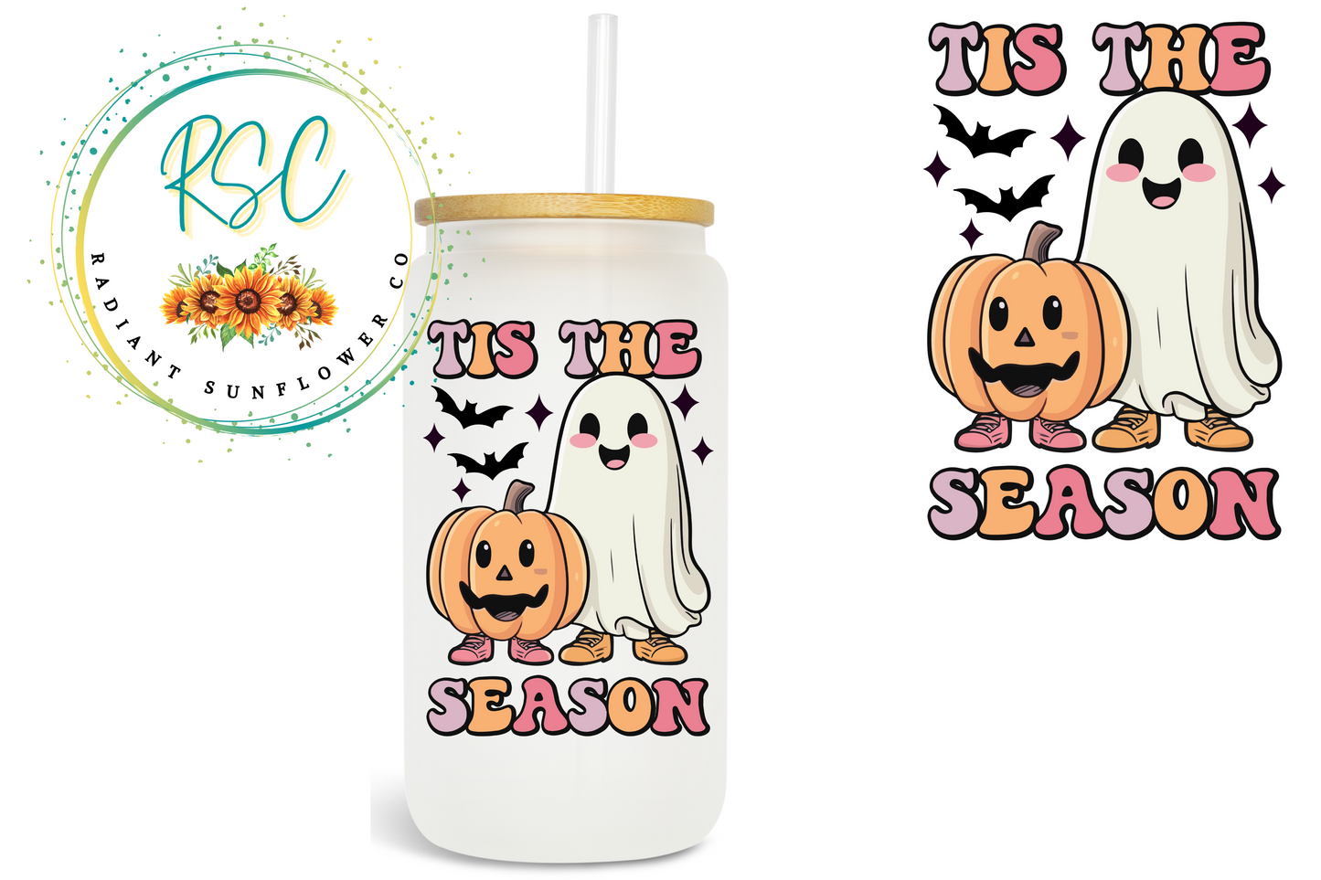 Tis the Season Ghost Pumpkin Sublimation Print