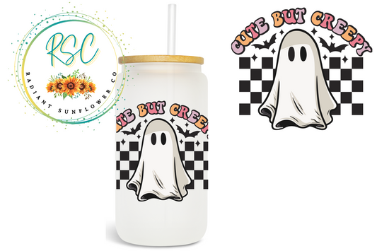 Cute but creepy checkered ghost Sublimation Print