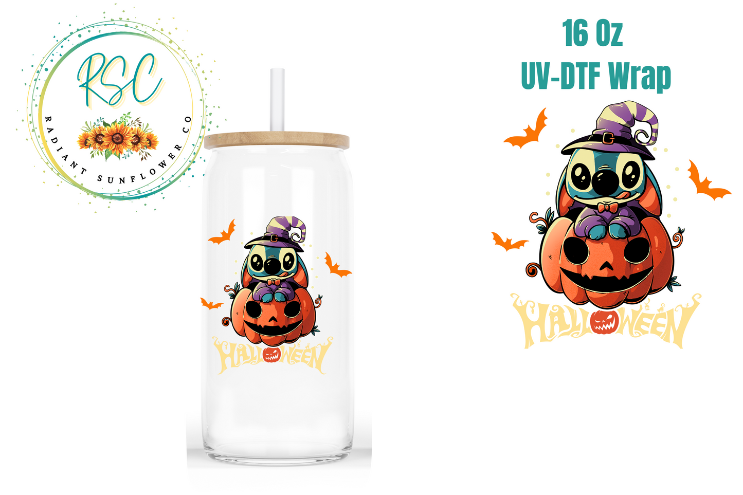 Stitch Halloween Pumpkin UV-DTF