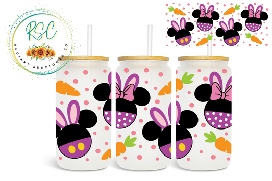 Minnie Easter Beer Can Glass