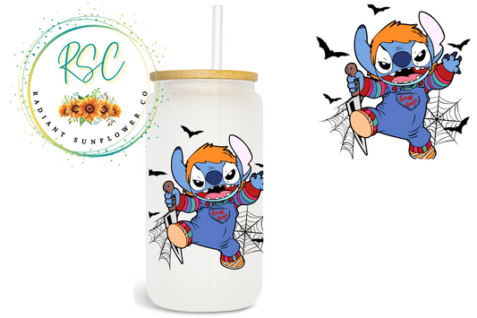 Stitch Chucky Beer Can Glass