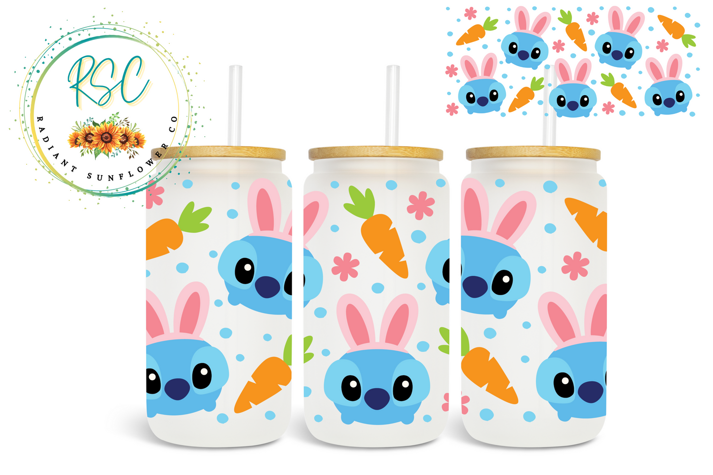 Stitch Easter Beer Can Glass