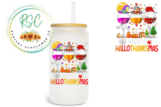 HalloThanksMas Beer Can Glass