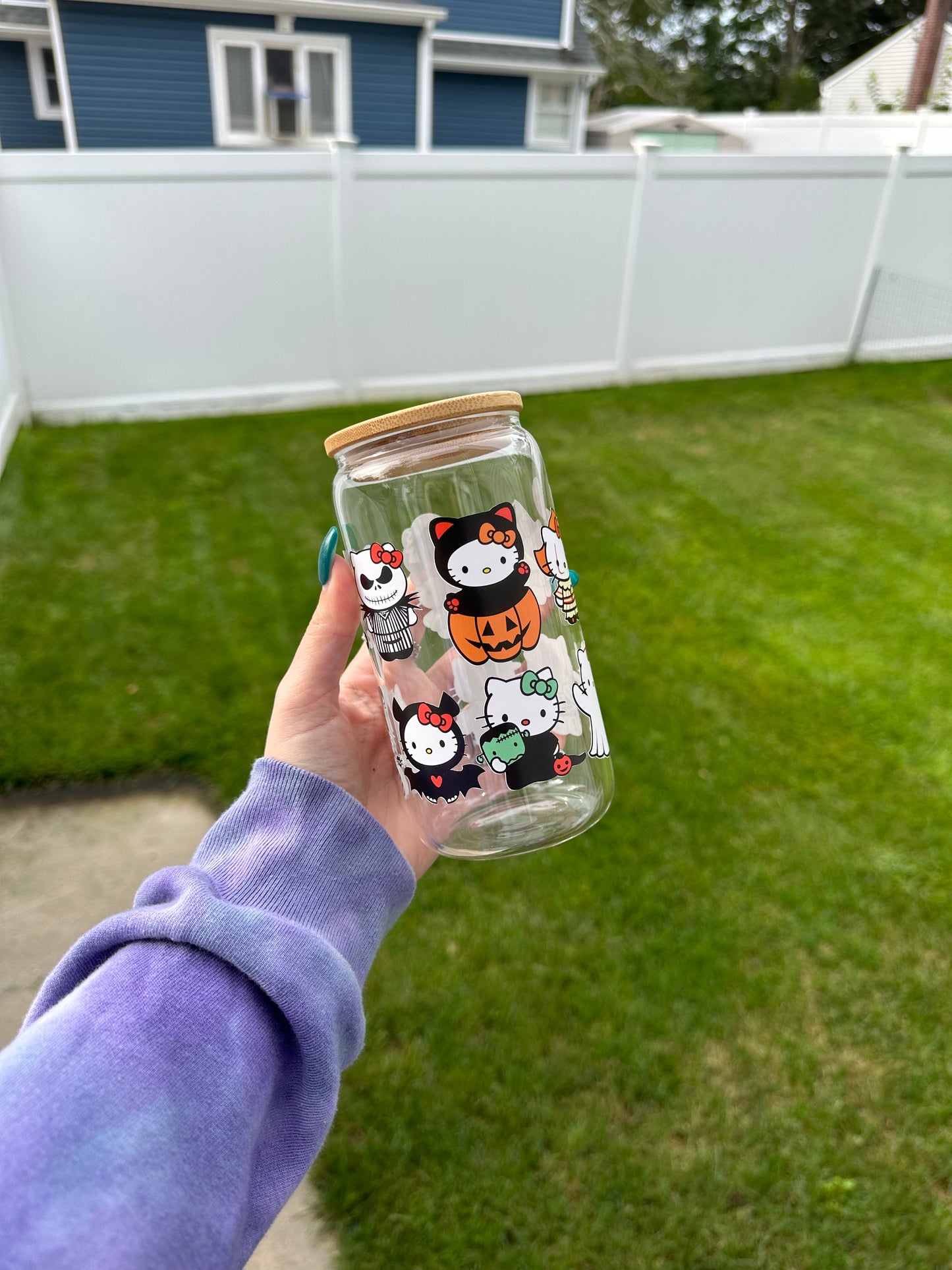Spooky Hello Kitty Beer Can Glass