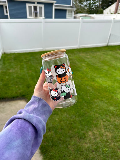 Spooky Hello Kitty Beer Can Glass