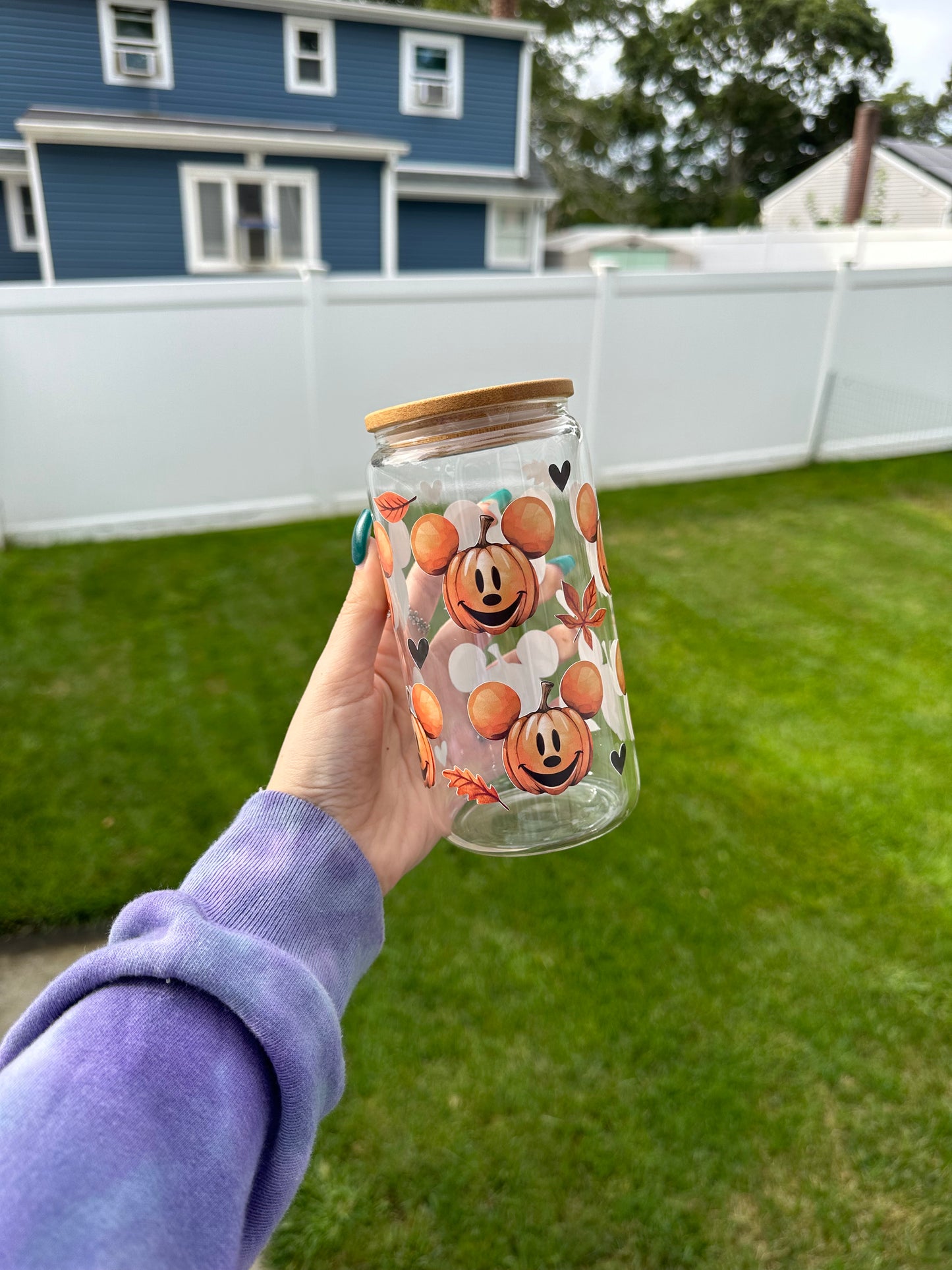 Mouse Pumpkins Beer Can Glass