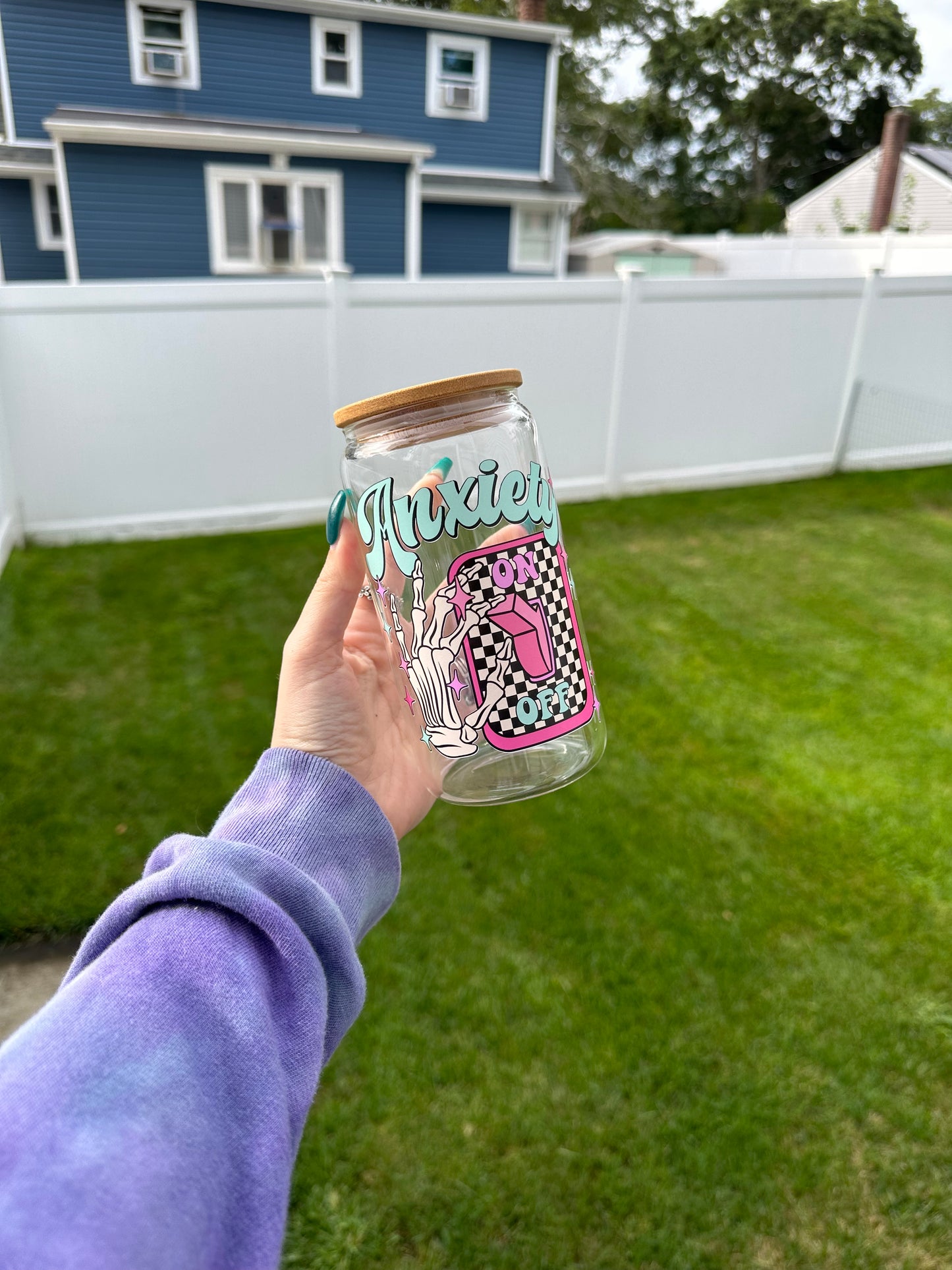 Anxiety On Switch Beer Can Glass
