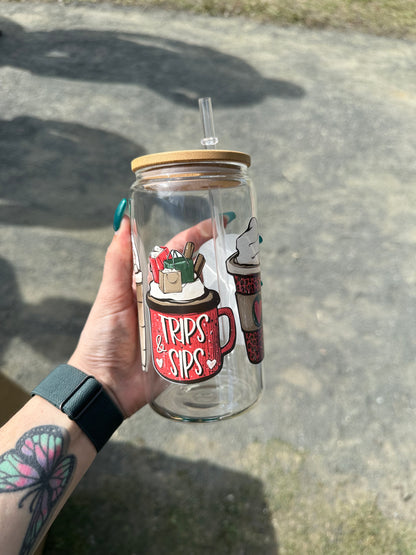 Trips & Sips Beer Can Glass