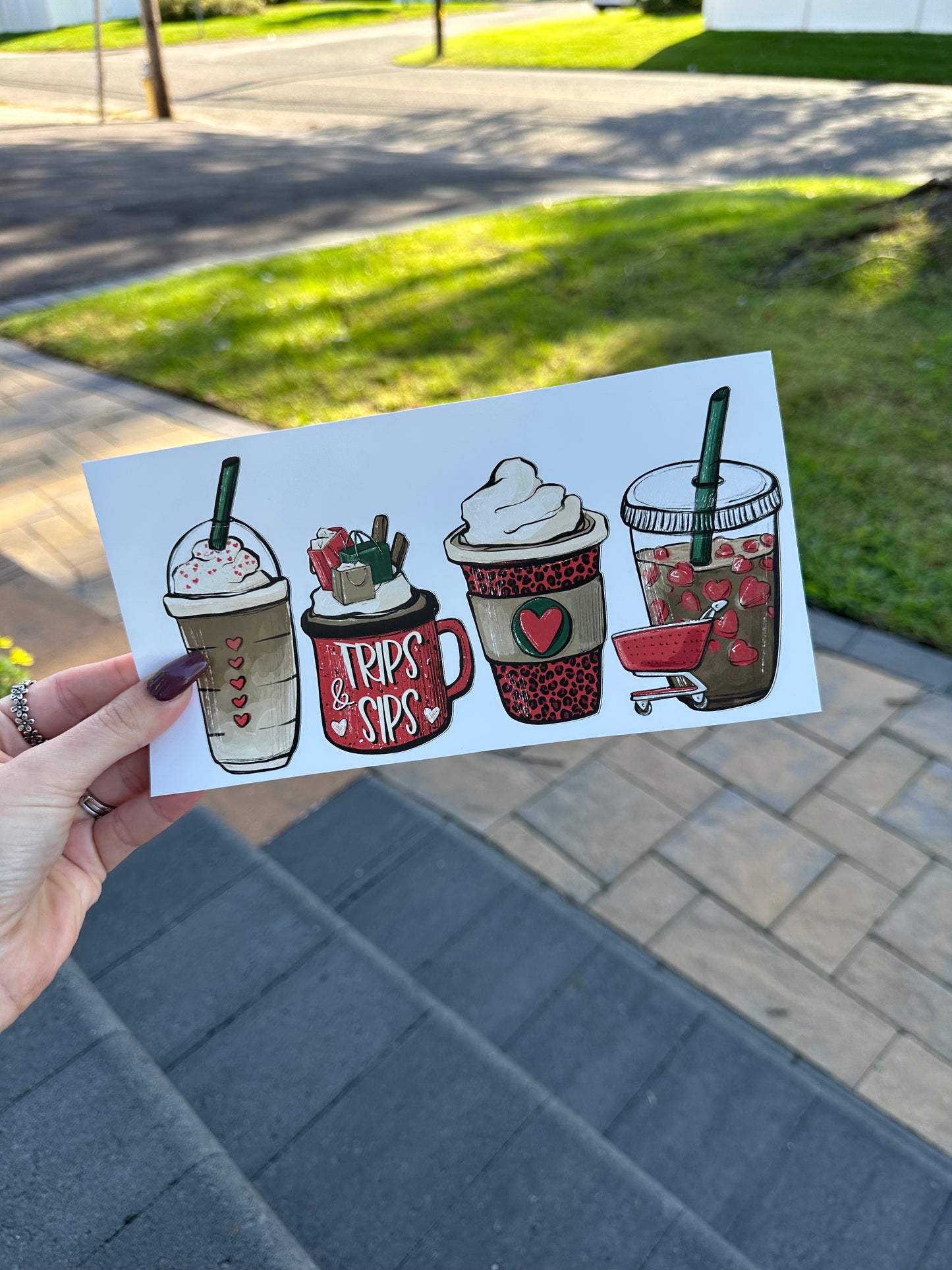 Trips & Sips Shopping Coffee Vinyl Wrap