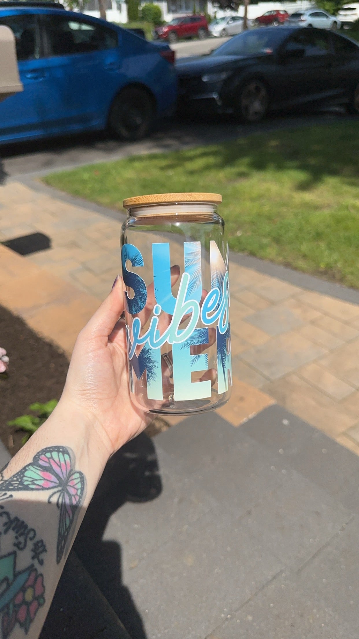Summer Vibes (Blue) Beer Can Glass