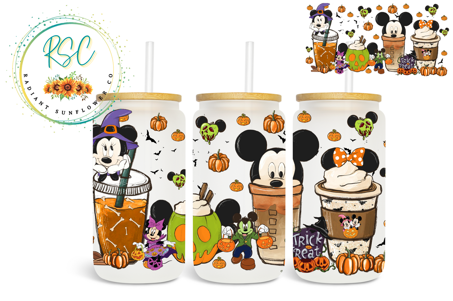 Mickey Mouse Halloween Coffee Beer Can Glass