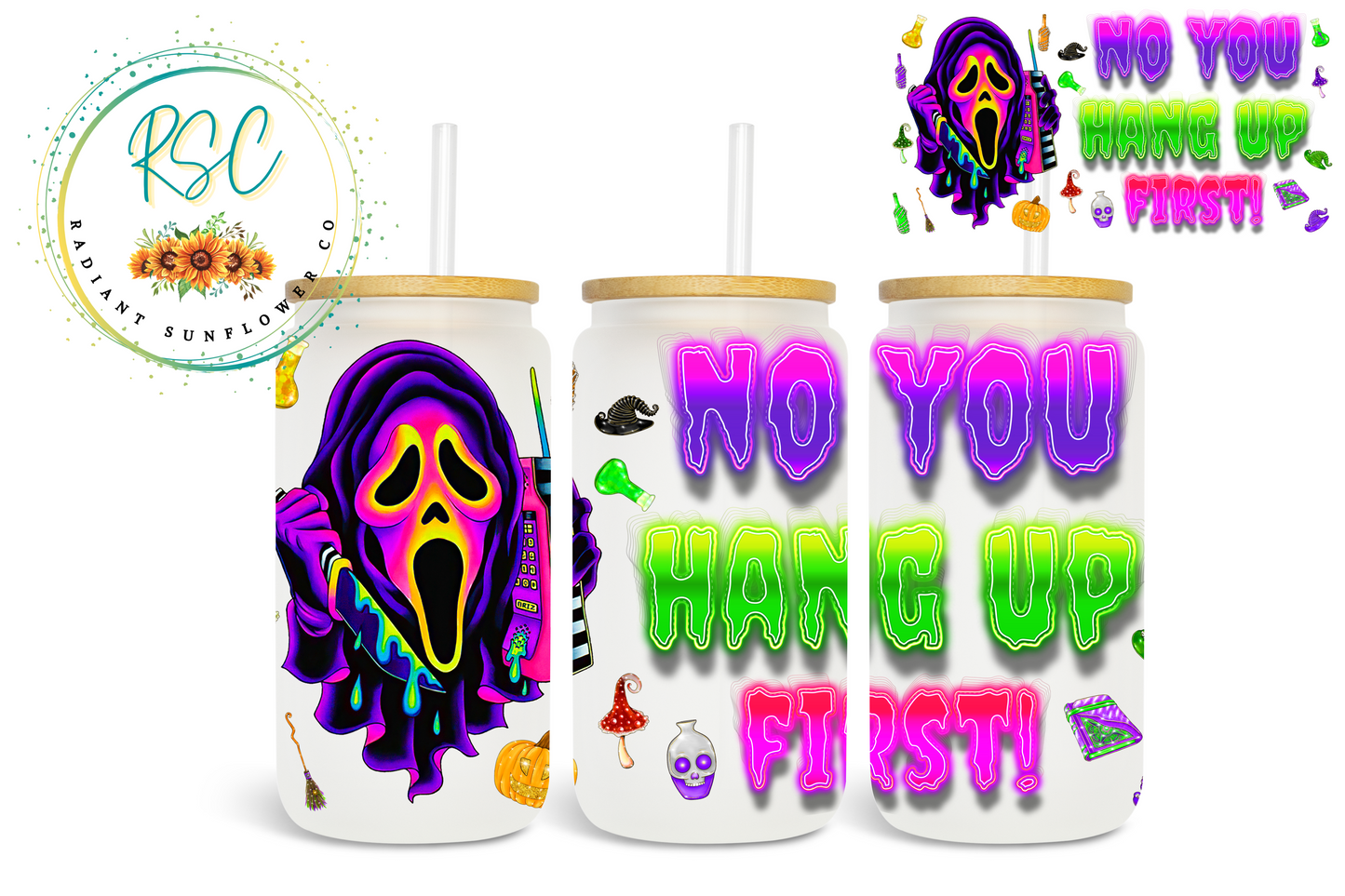 Scream No You Hang Up First Neon Beer Can Glass