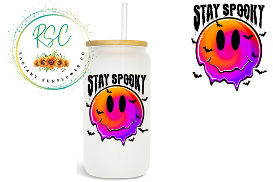 Stay Spooky Smiley Face Beer Can Glass