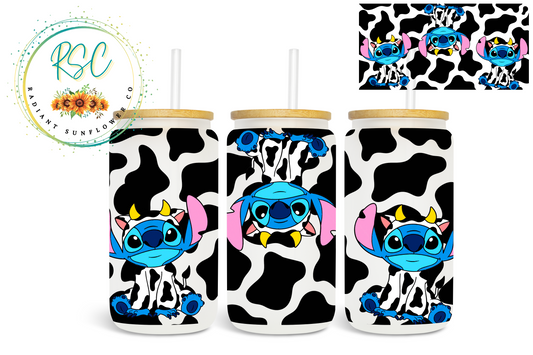 Stitch Cow-Print Onesie Beer Can Glass