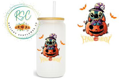 Stitch Halloween Beer Can Glass