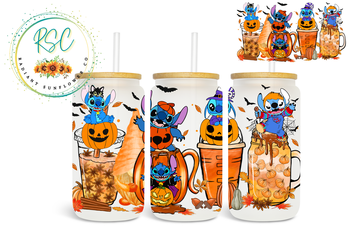 Stitch Halloween Drink Beer Can Glass