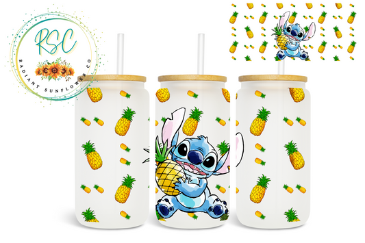 Stitch & Pineapples Beer Can Glass