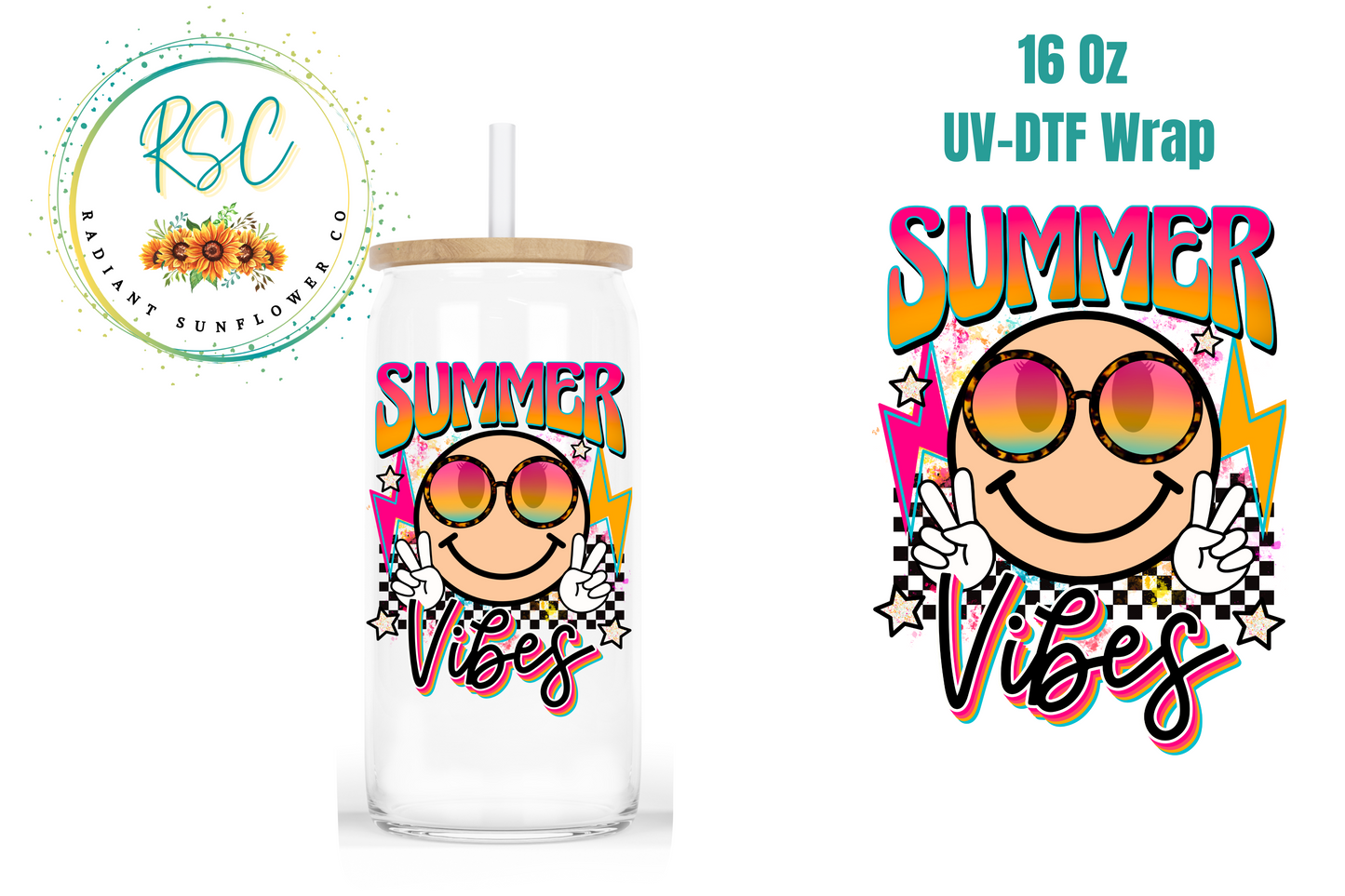 Summer Vibes Glasses Smiley UV-DTF