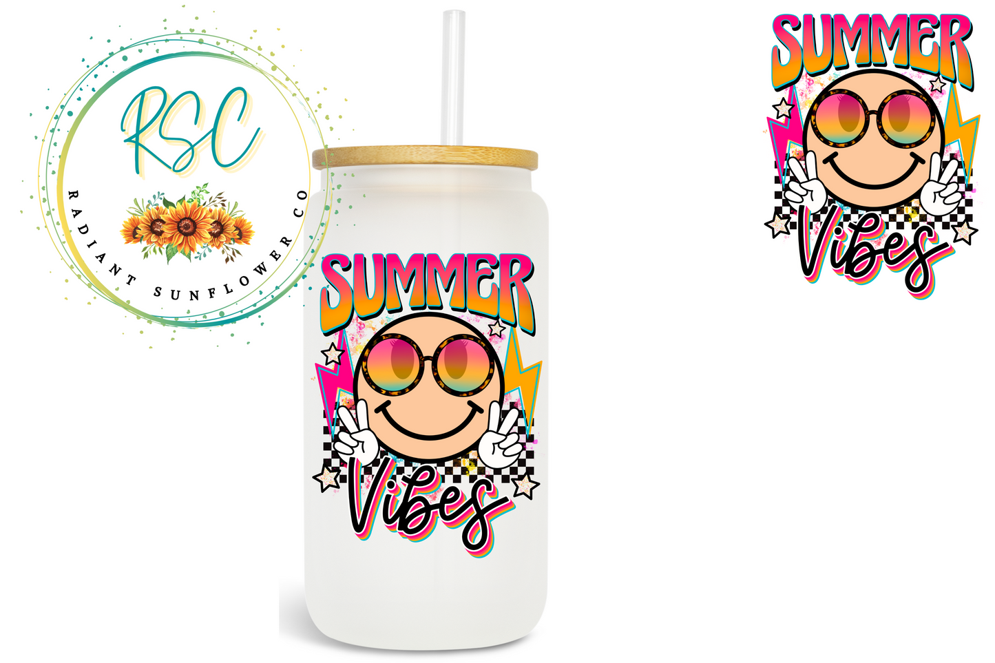 Summer Vibes Glasses Smiley Beer Can Glass