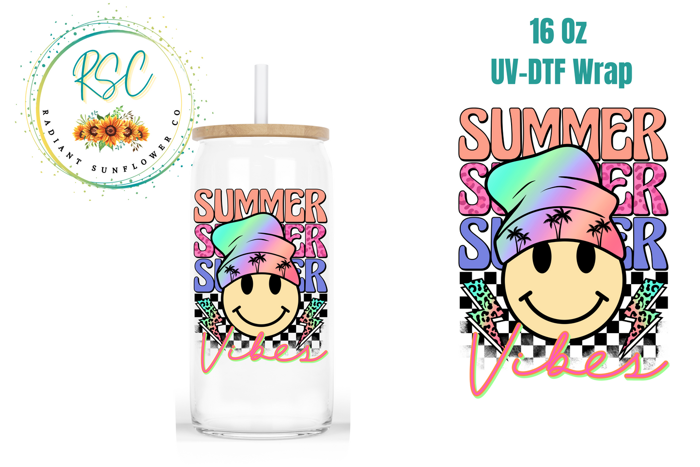 Summer Vibes Smiley with Hat UV-DTF