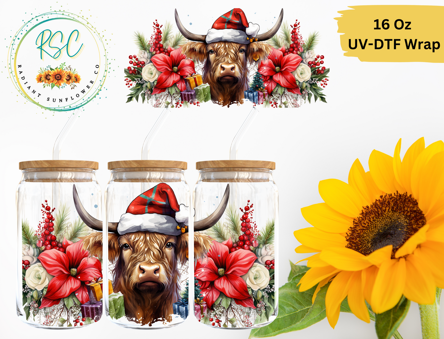 Christmas Highland Cow UV-DTF Wrap