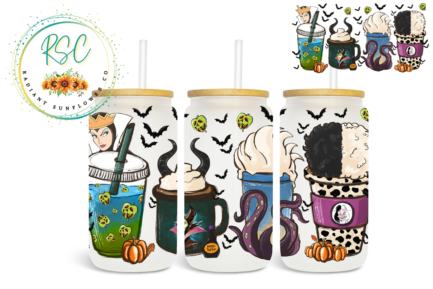 Villains Halloween Coffee Sublimation Print