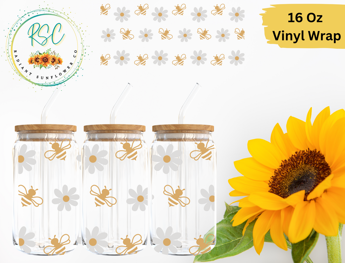 Bees & White Flowers Vinyl Wrap