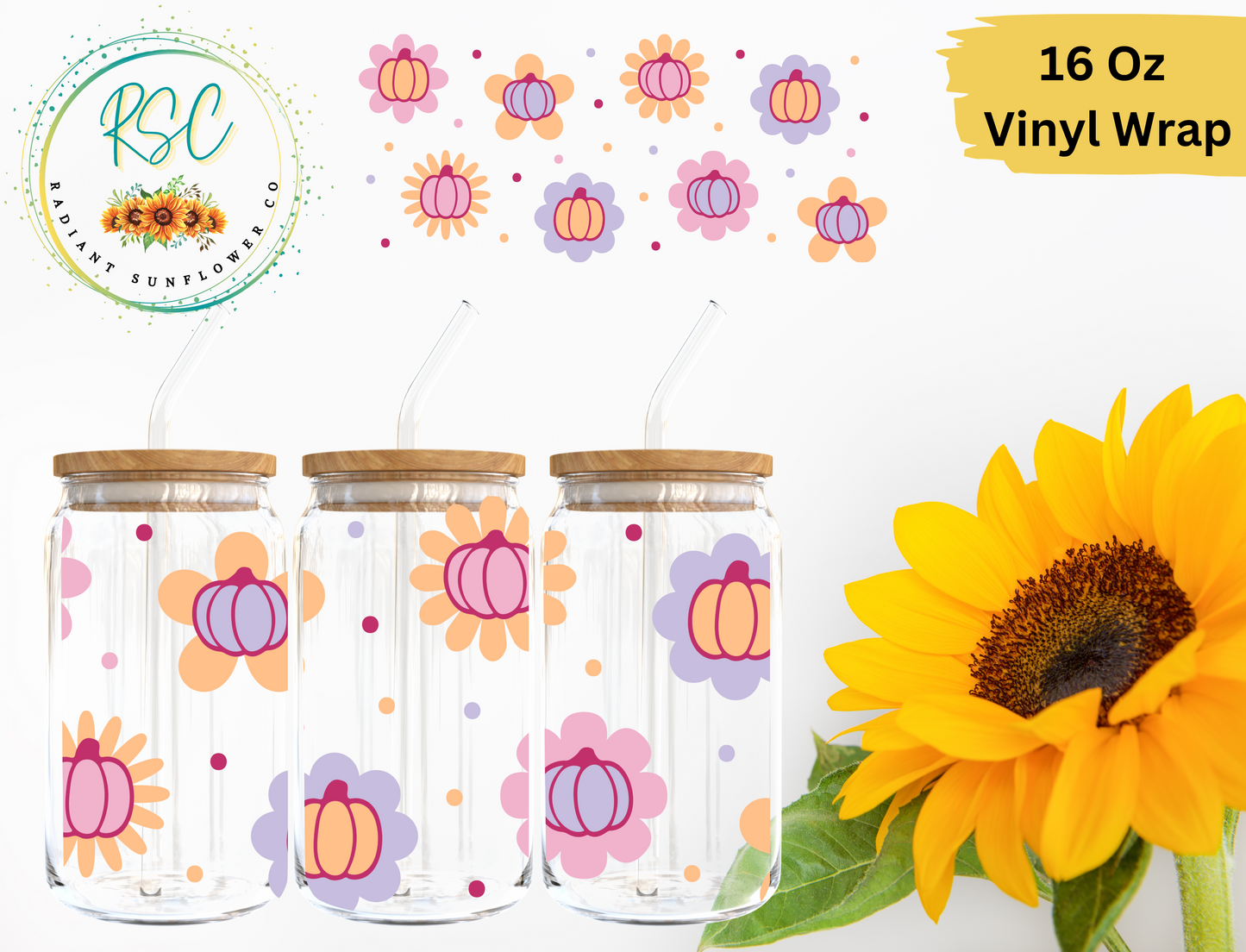 Pastel Pumpkin Daisies Vinyl Wrap