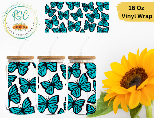 Teal Butterflies Vinyl Wrap