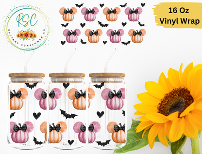 Orange & Pink Mouse Pumpkin Vinyl Wrap