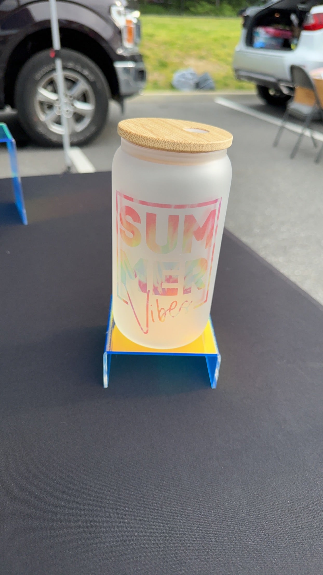 Summer Vibes Tie Dye Beer Can Glass