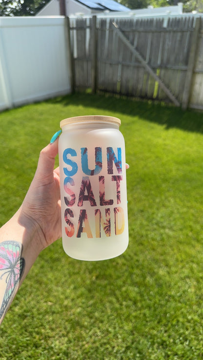 Sun Salt Sand Beer Can Glass