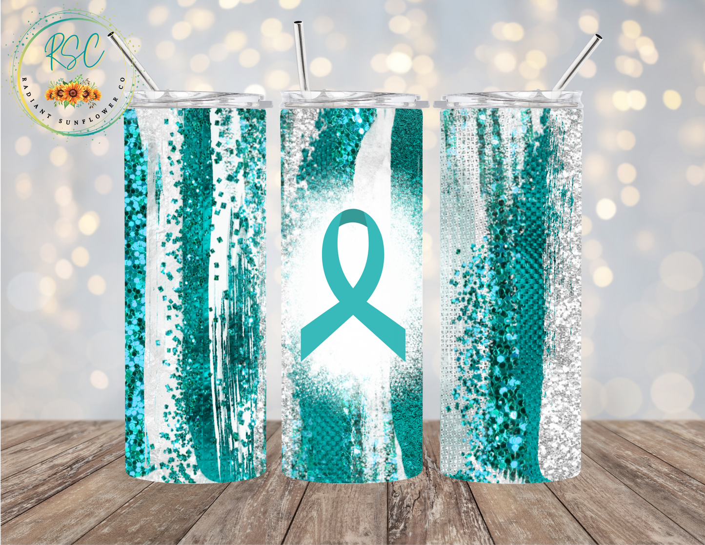 Ovarian Cancer Awareness Ribbon Sublimation Print