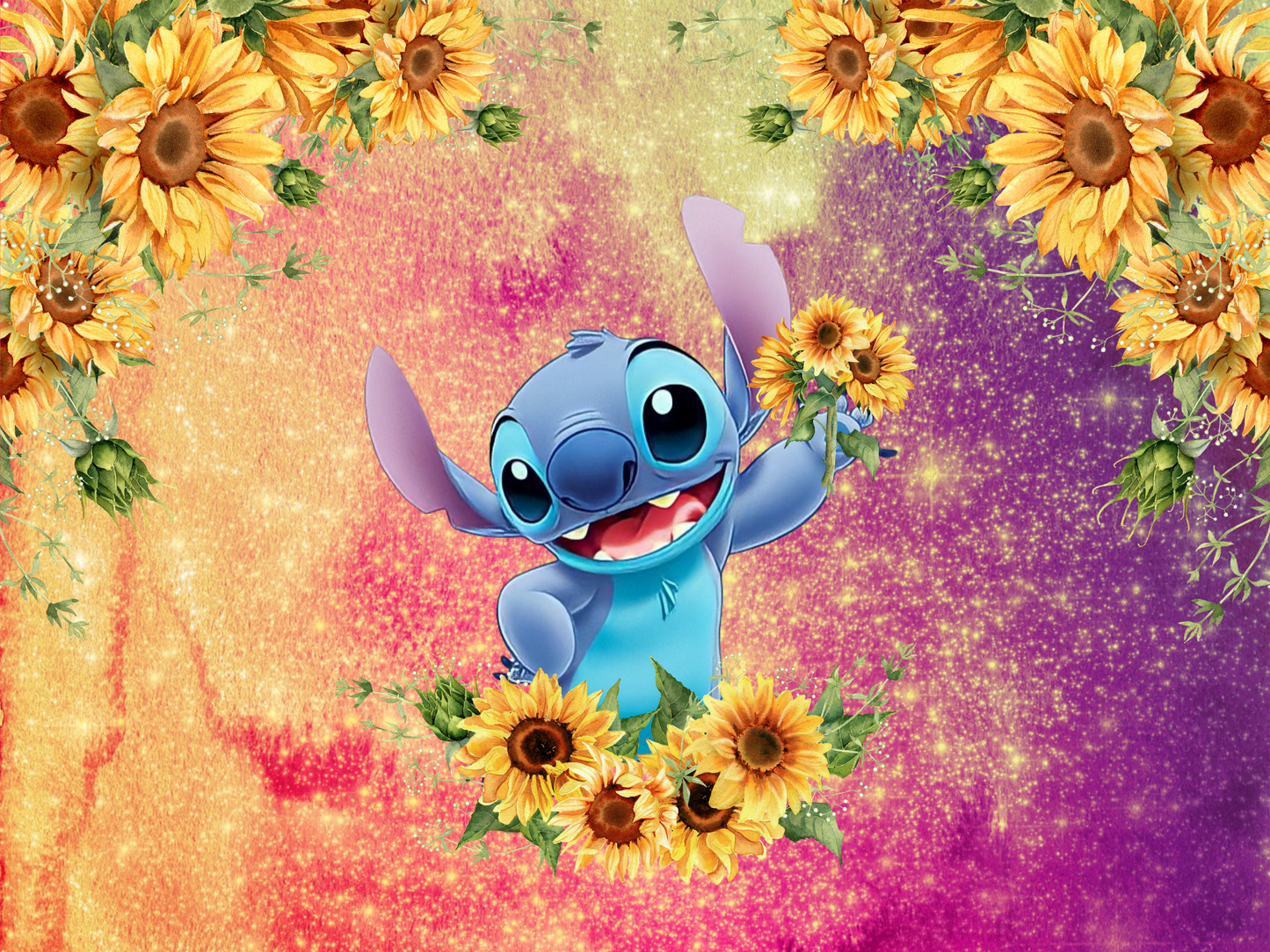 Stitch with Sunflowers Sublimation Print