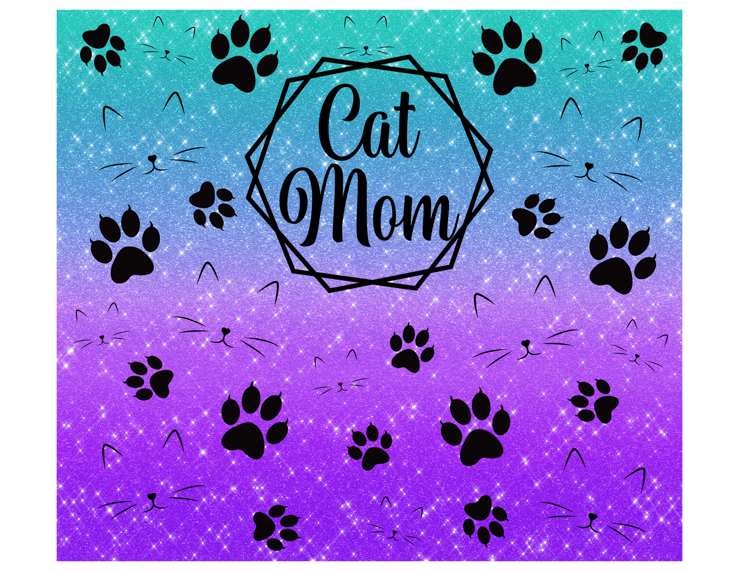 Cat Mom Ombre Sublimation Print