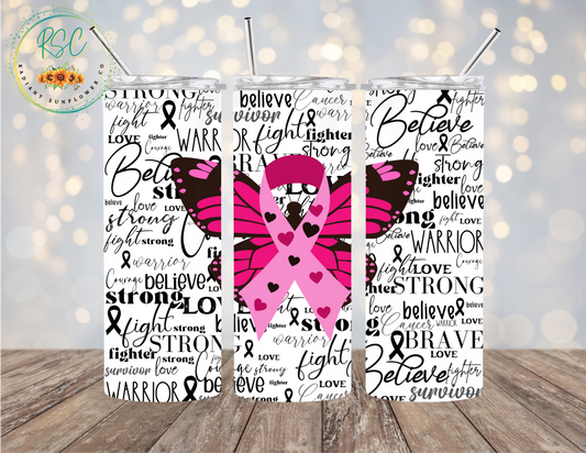 Breast Cancer Butterfly Tumbler