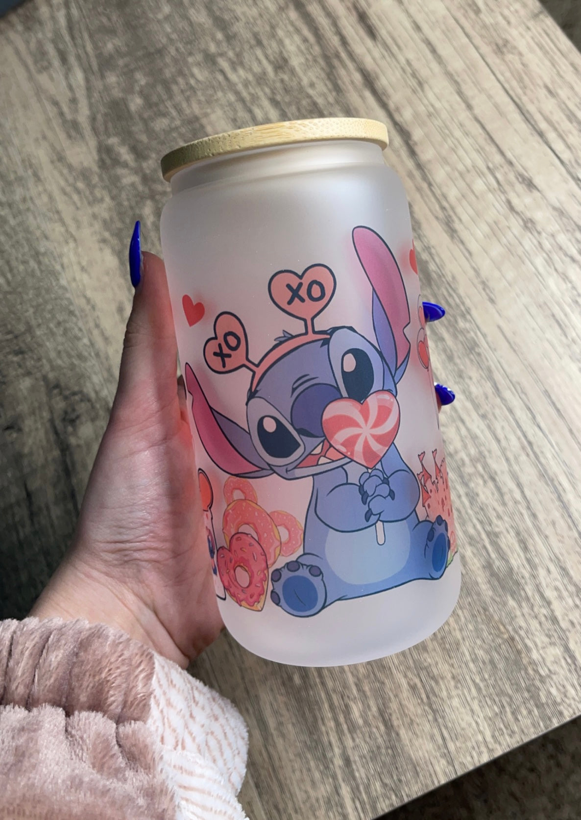 Stitch Valentines Beer Can Glass