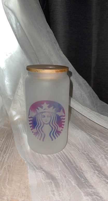 Starbucks Watercolor Beer Can Glass