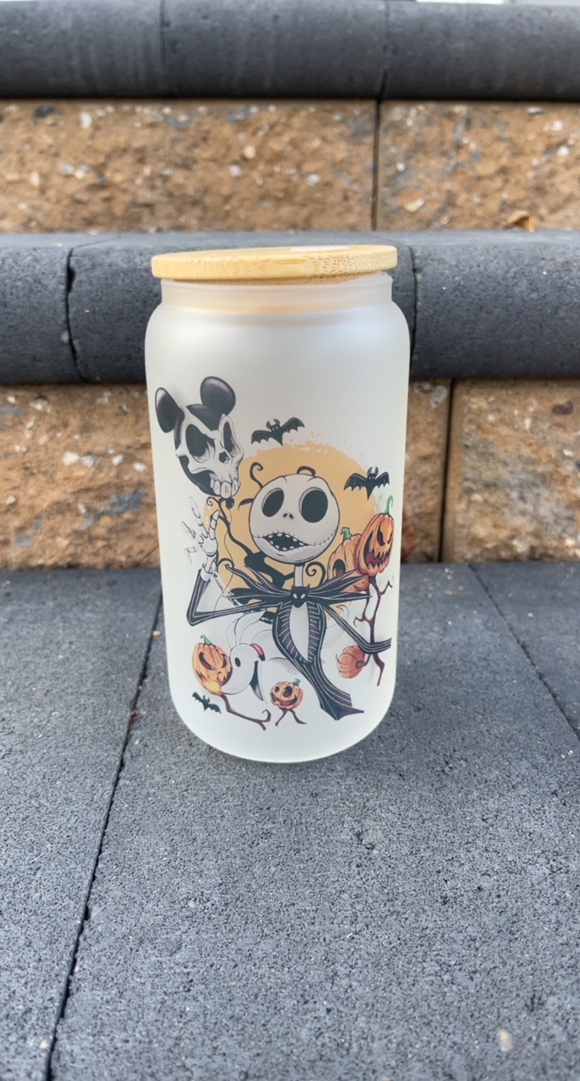 Jack Skellington Pumpkin Beer Can Glass